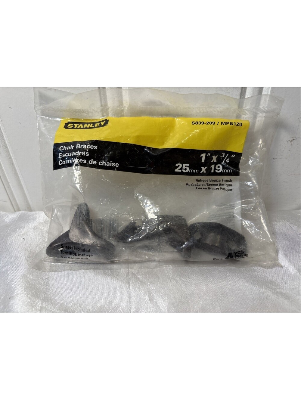 NEW STANLEY 4 Pack Chair Leg Brace Antique Bronze Finish S839-209 MPB120, 1 3/4”